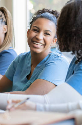 smiling student in medical class