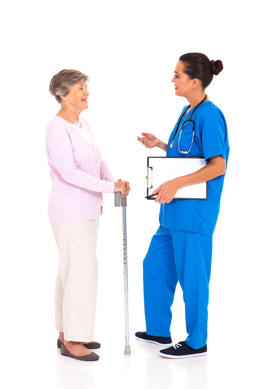 medical assistant educating patient